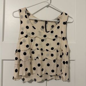 American Rag Cream and Black Polka Dot Tank Top